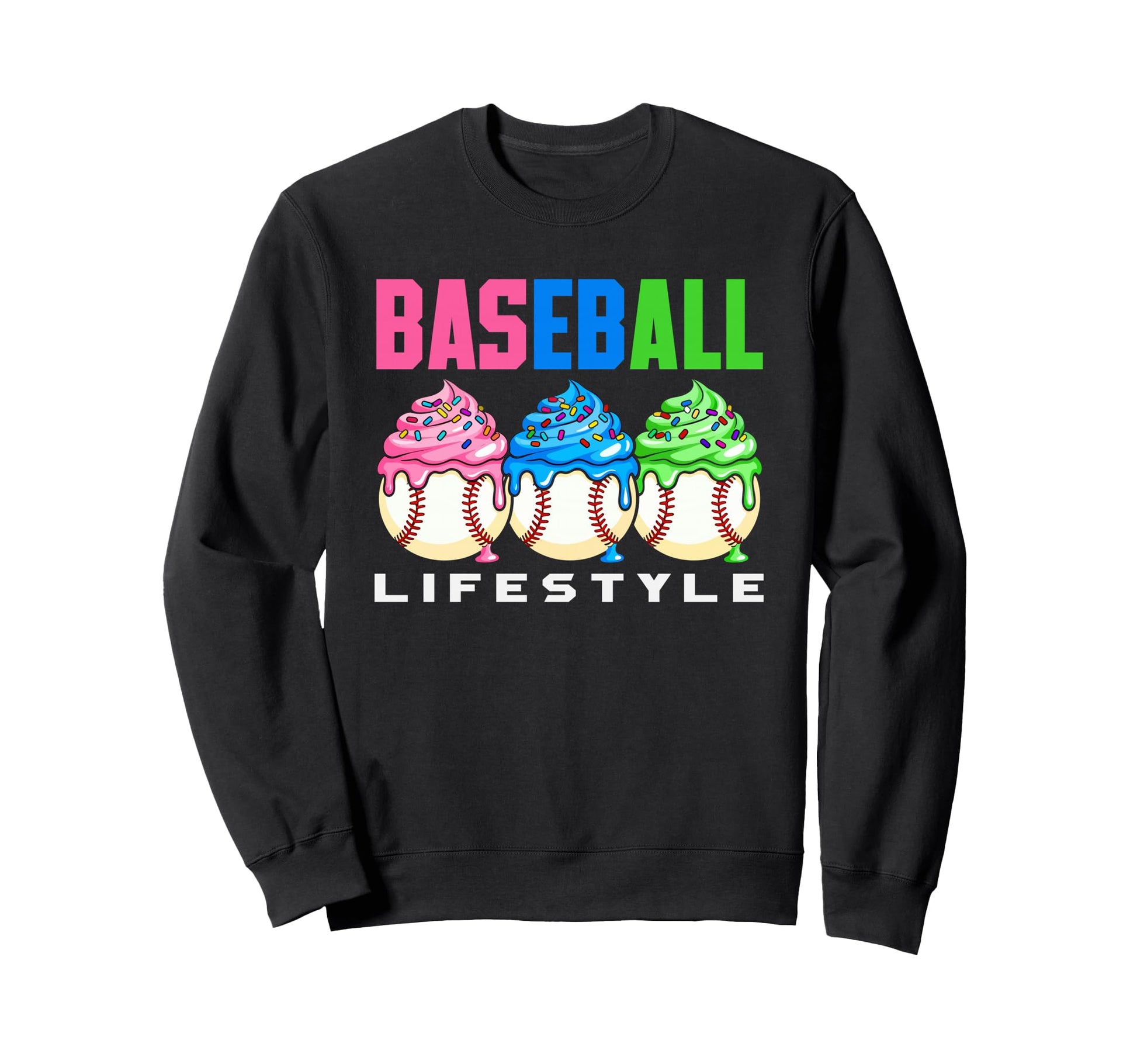 Baseball Lifestyle Cupcakes Balls Sweatshirt - Novelty Apparel for Adults - T-Shirt, Sweatshirt, Hoodie