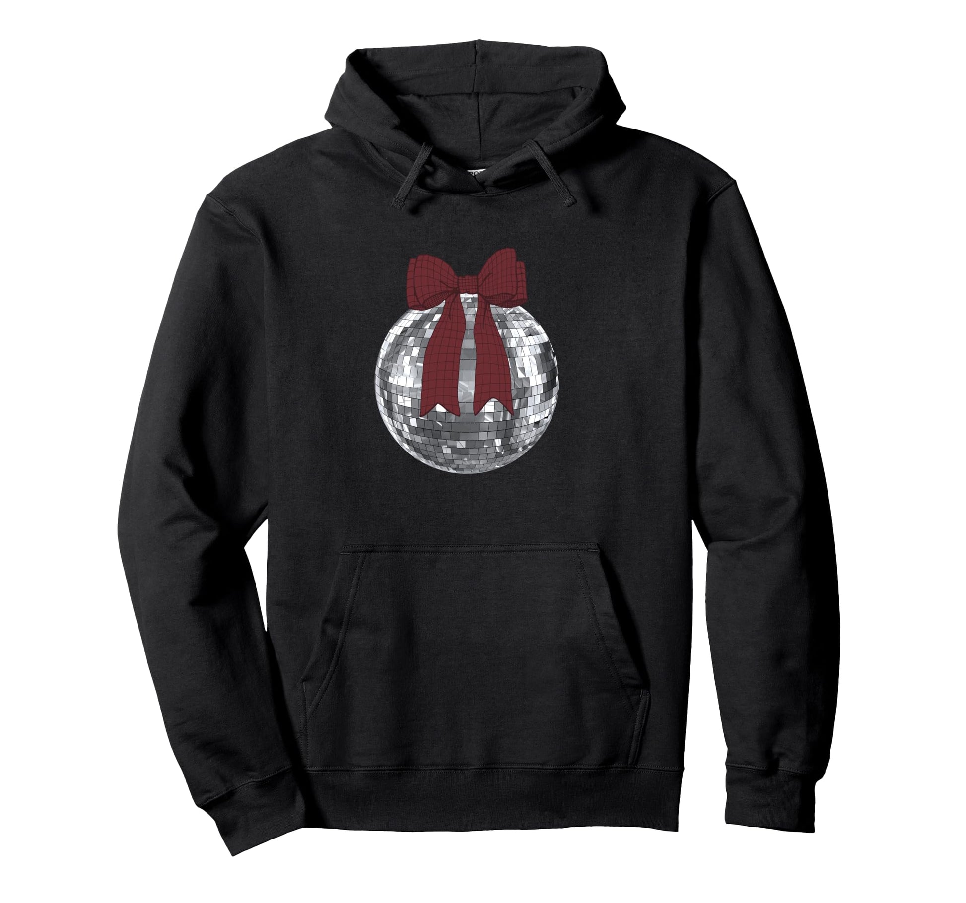 Burgundy Red Bow Disco Ball Coquette Hoodie - Custom Art Print for Adults - T-Shirt, Sweatshirt, Hoodie