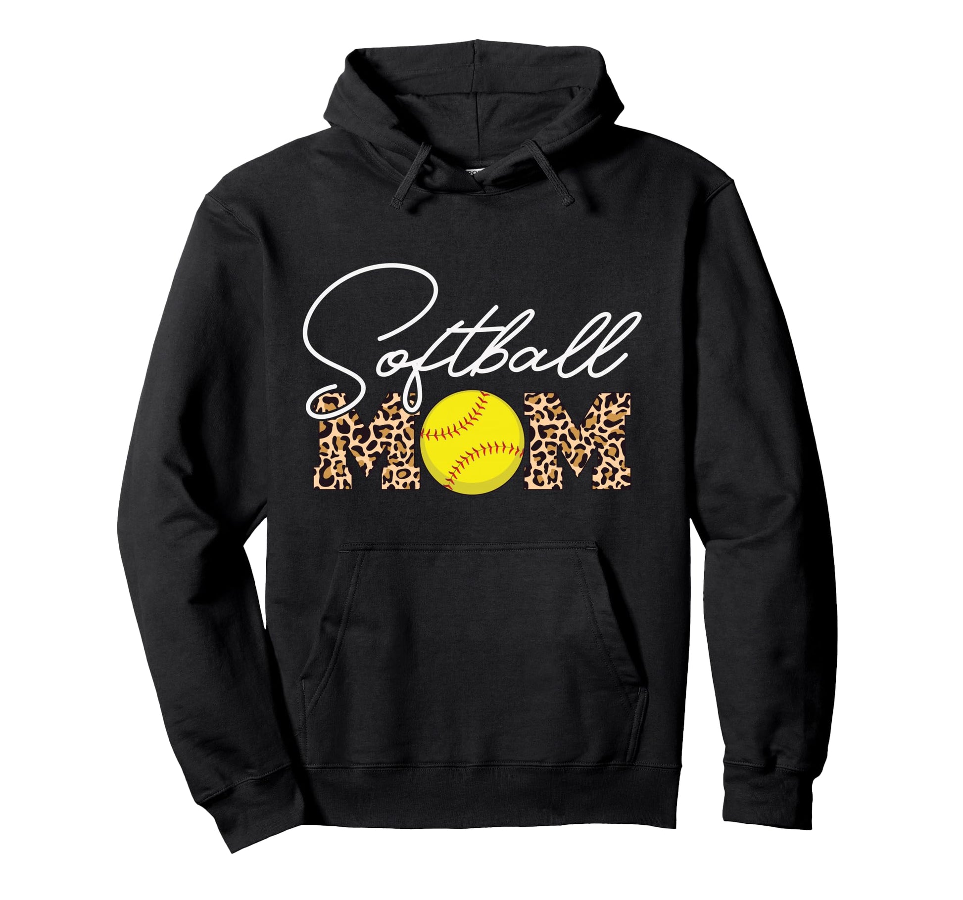 Softball Mom Leopard Hoodie - Minimalist Print Men Women - T-Shirt, Sweatshirt, Hoodie