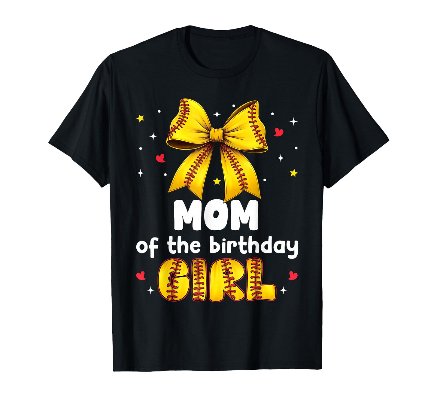 Mom Birthday Baseball Softball Bow Family T-Shirt - Custom Art Print Unisex - T-Shirt, Sweatshirt, Hoodie