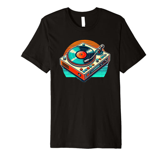 80S 90S Vinyl Record Player Turntable T-Shirt - Streetwear Style for Adults - T-Shirt, Sweatshirt, Hoodie