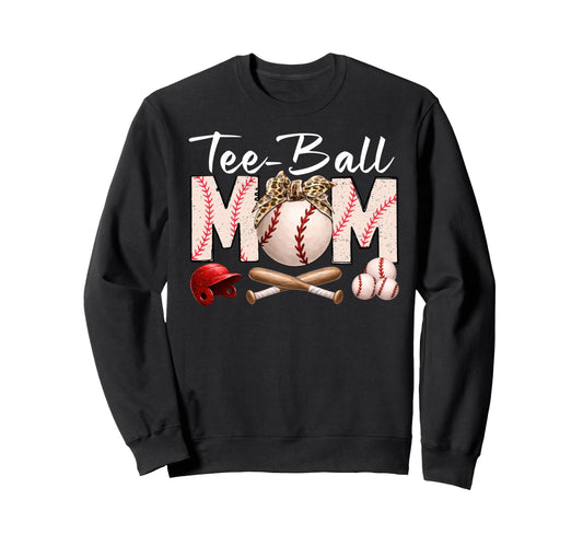 Ball Mom Funny Tball Leopard Bow Sweatshirt - Unique Graphic for Adults - T-Shirt, Sweatshirt, Hoodie