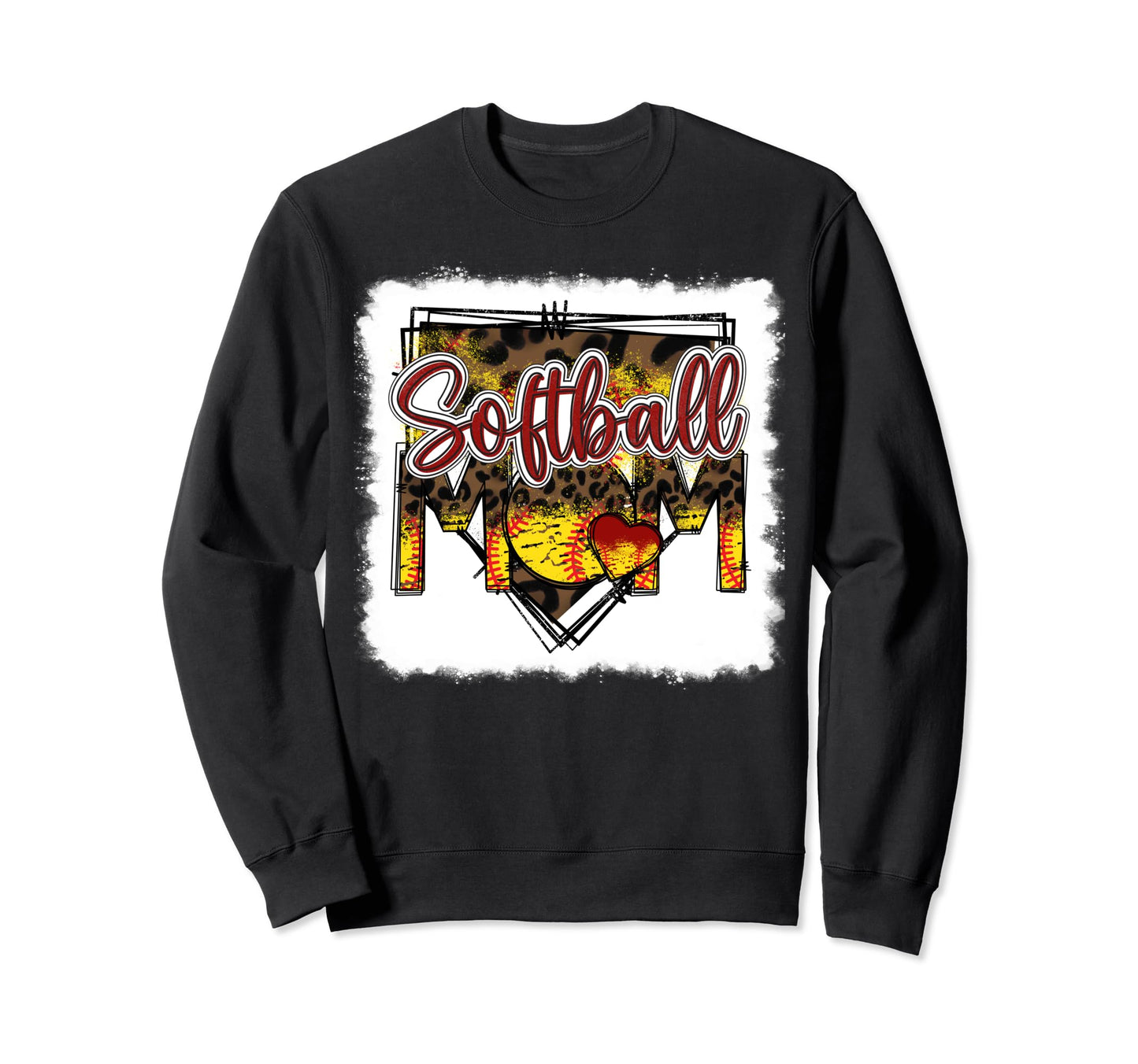 Bleached Softball Mom Leopard Sweatshirt - Casual Everyday Wear Men Women - T-Shirt, Sweatshirt, Hoodie