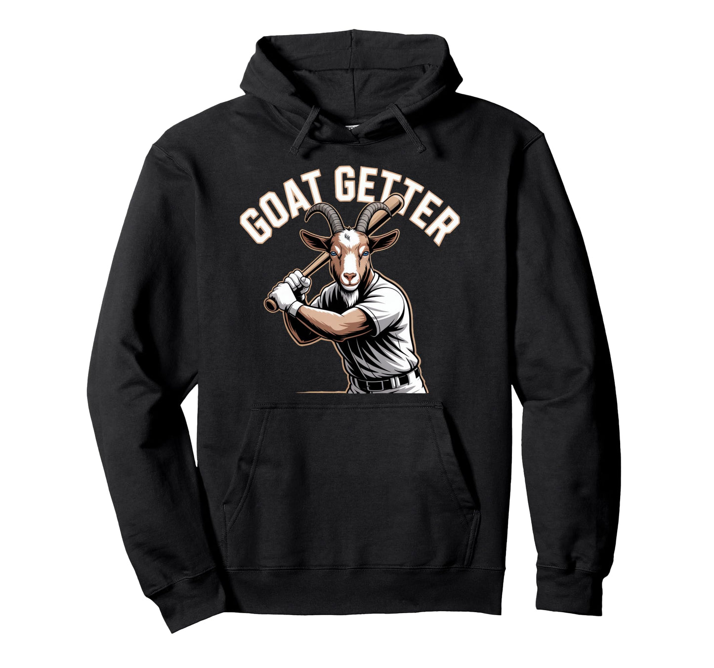 Goat Getter Baseball Slugger Pun Mascot Hoodie - Streetwear Style Unisex - T-Shirt, Sweatshirt, Hoodie