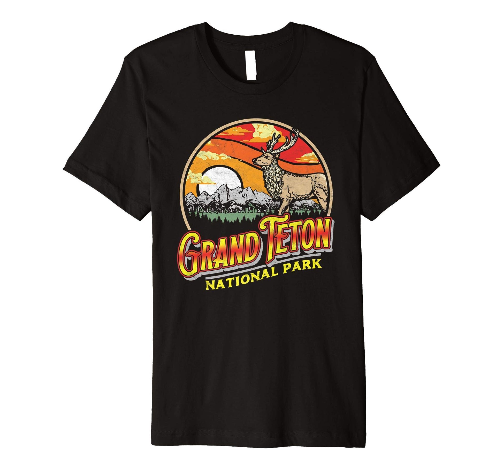 Grand Teton National Park 80S Elk T-Shirt - Custom Art Print for Adults - T-Shirt, Sweatshirt, Hoodie