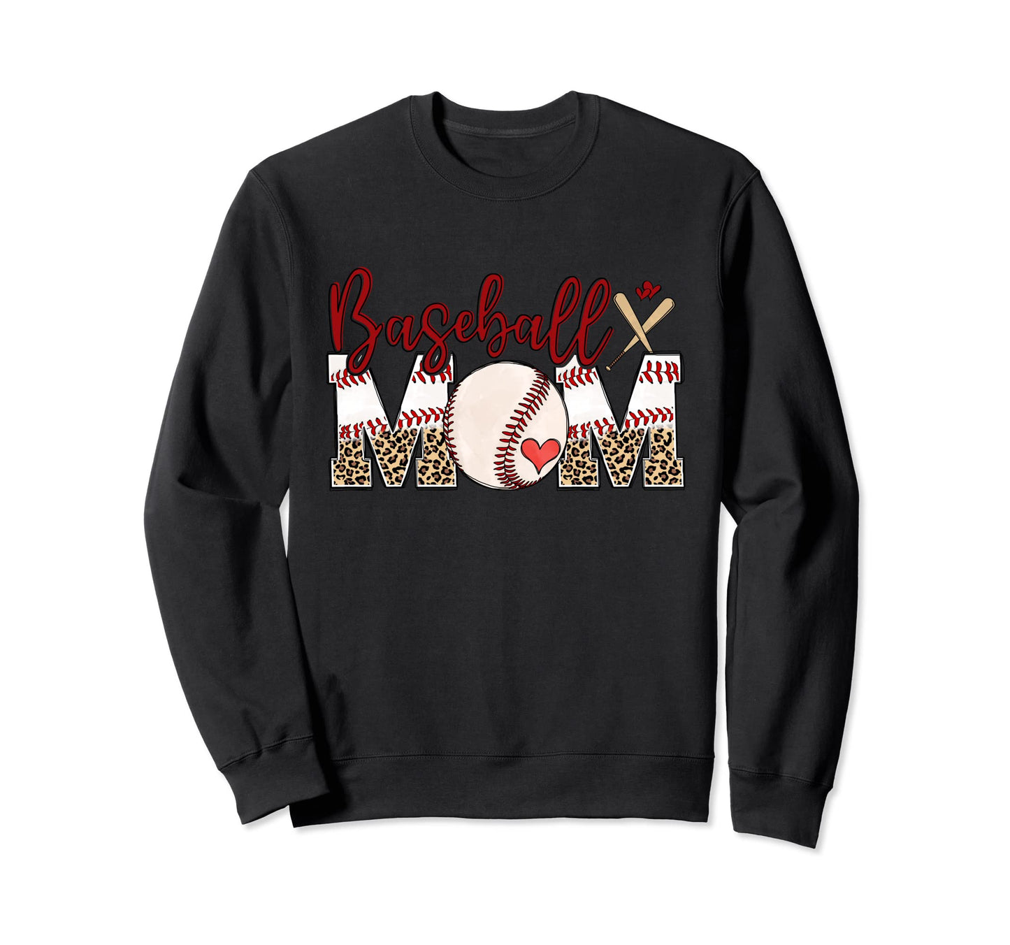 Leopard Baseball Mom Mother Mom Sweatshirt - Aesthetic Graphic Men Women - T-Shirt, Sweatshirt, Hoodie