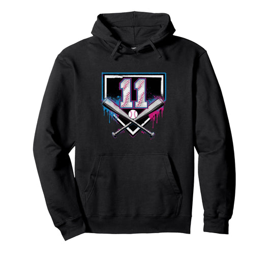 11Th Birthday Baseball Home Ice Hoodie - Aesthetic Graphic for Adults - T-Shirt, Sweatshirt, Hoodie