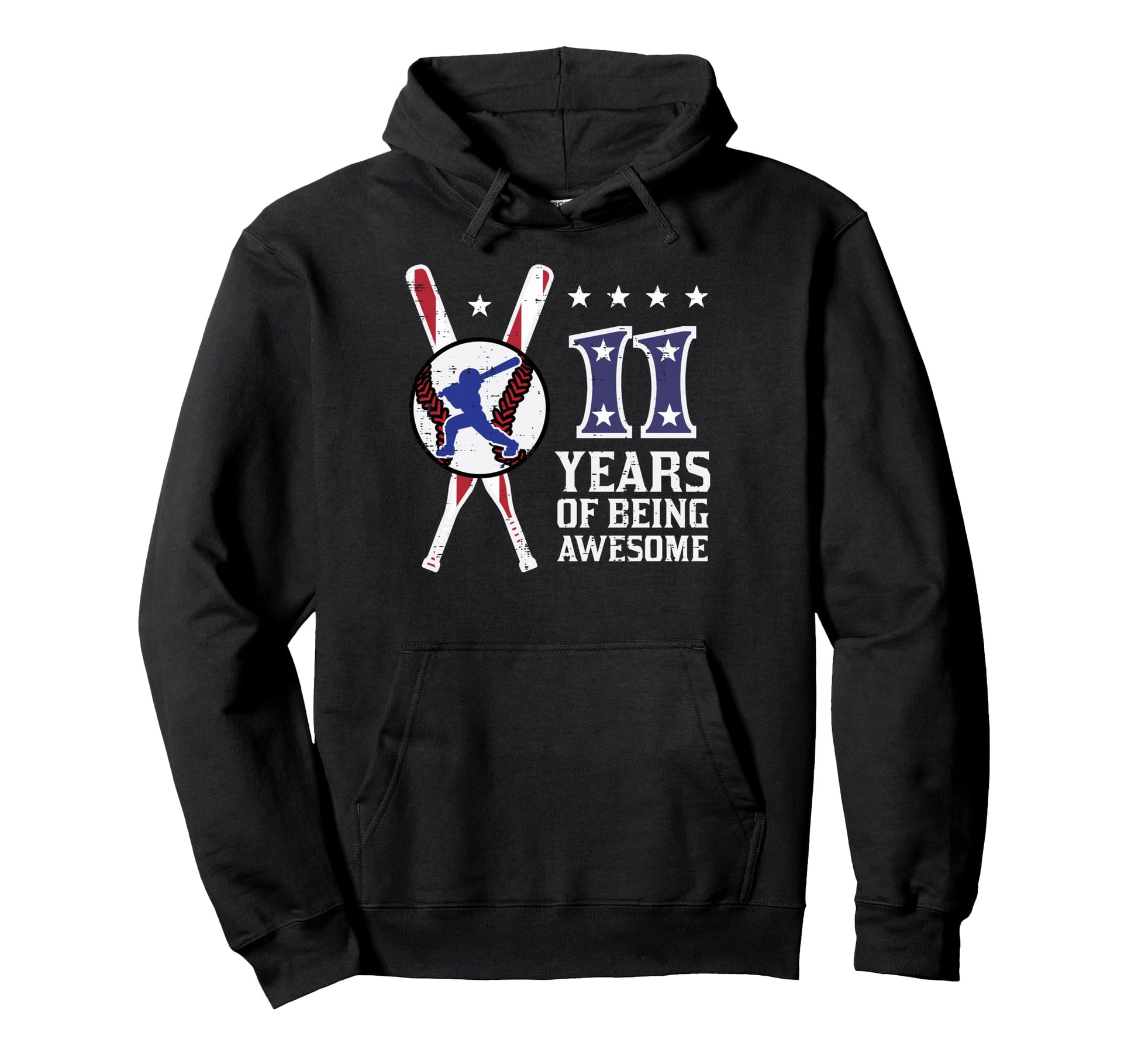 11 Years Being Awesome Baseball Flag 11Th Hoodie - Trendy Graphic Unisex - T-Shirt, Sweatshirt, Hoodie