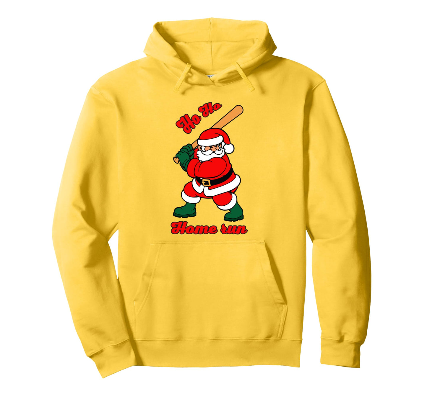 Baseball Ho Ho Homerun Ugly Santa Hoodie - Custom Art Print for Adults - T-Shirt, Sweatshirt, Hoodie