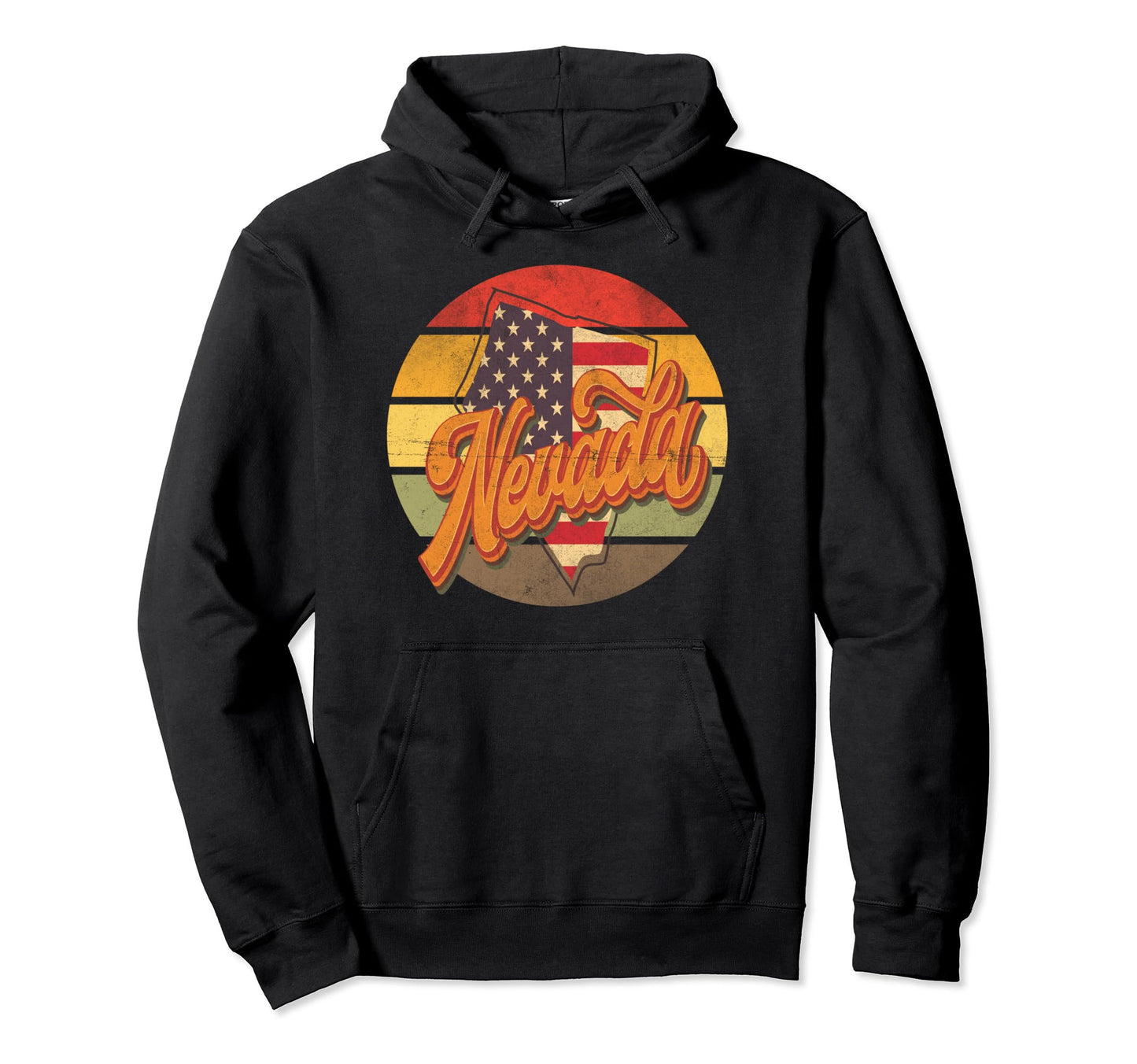 Nevada Us State Map Stripes 1970S Hoodie - Custom Art Print Men Women - T-Shirt, Sweatshirt, Hoodie