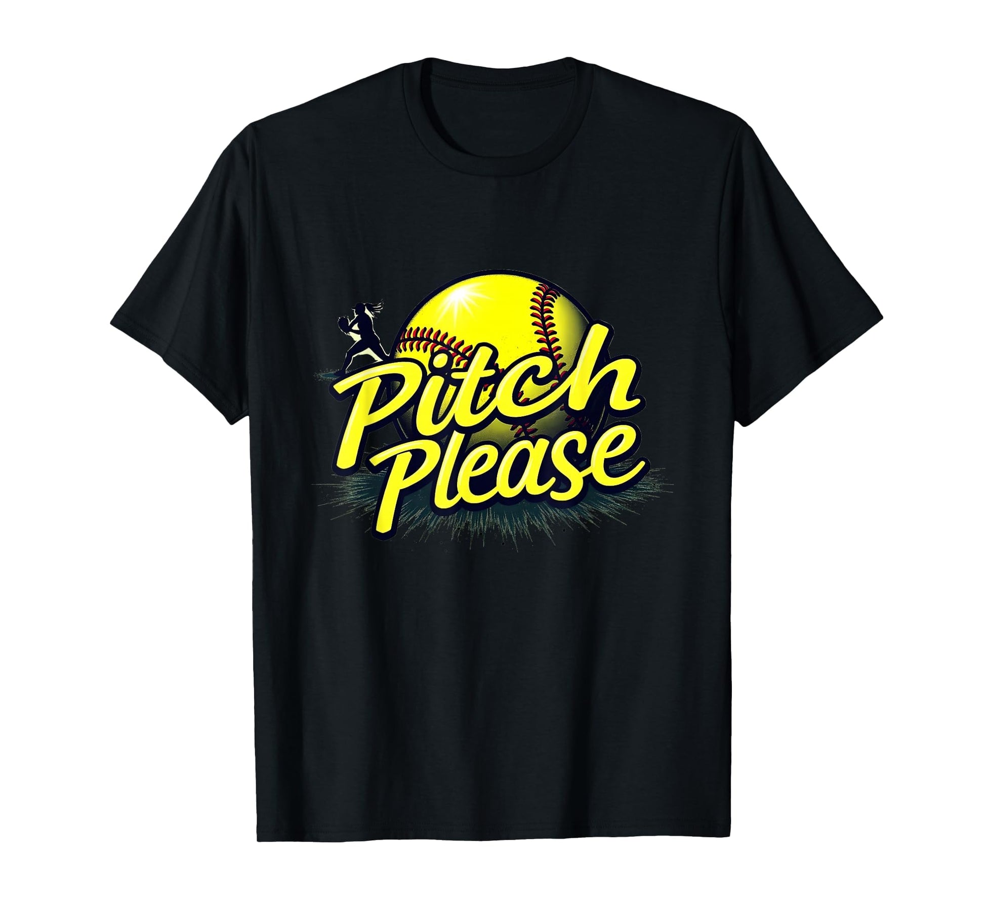 Pitch Please Softball Sassy Athlete Black T-Shirt - Novelty Apparel Unisex - T-Shirt, Sweatshirt, Hoodie
