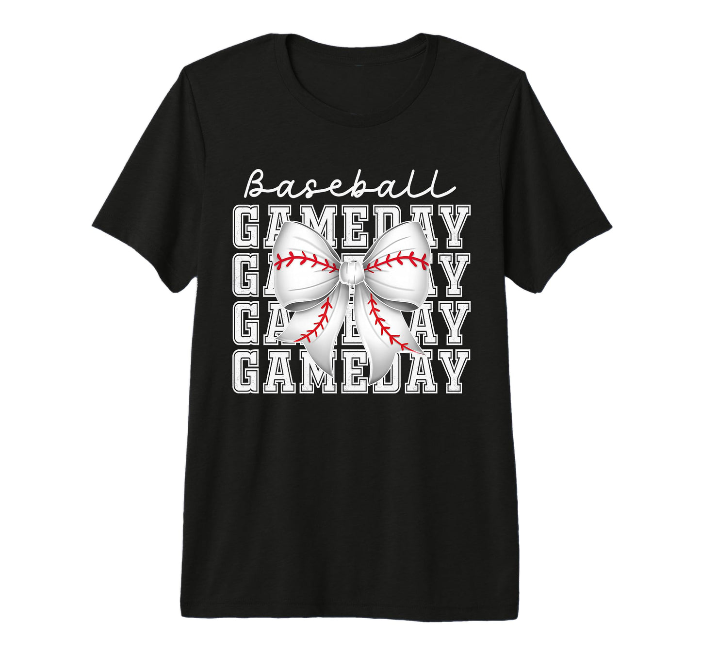Baseball Game Day Mom Coquette Bow T-Shirt - Custom Art Print Men Women - T-Shirt, Sweatshirt, Hoodie