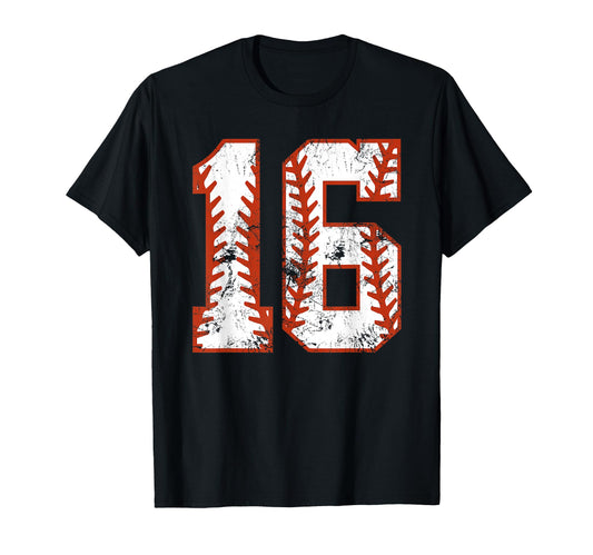 16Th Birthday Baseball Sixteen 16 Year T-Shirt - Aesthetic Graphic Unisex - T-Shirt, Sweatshirt, Hoodie