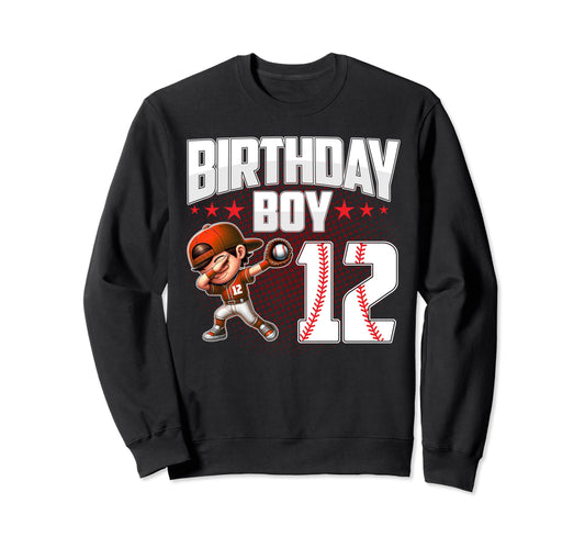 12Th Birthday Baseball Dabbing 12 Years Sweatshirt - Graphic Print Unisex - T-Shirt, Sweatshirt, Hoodie