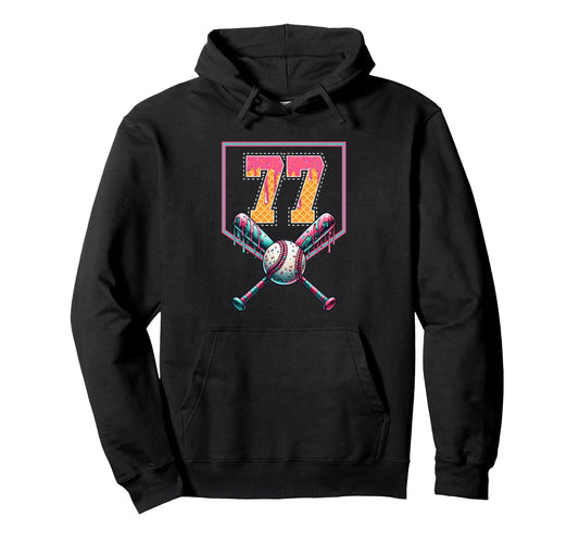 Baseball Drip Number 77 Player Or 77Th Hoodie - Trendy Graphic Unisex - T-Shirt, Sweatshirt, Hoodie