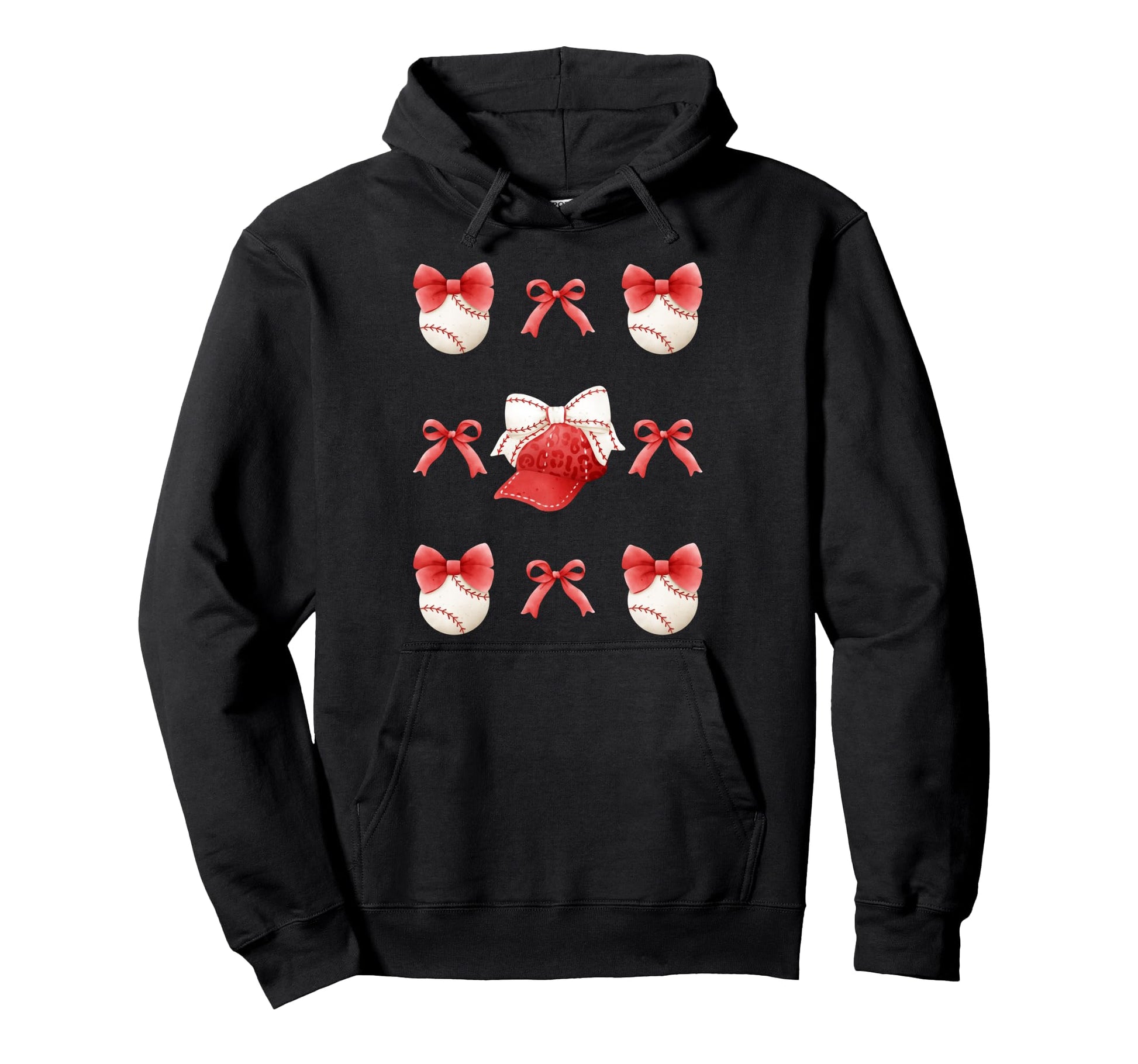 Coquette Baseball Softball Mom Bow Hoodie - Aesthetic Graphic for Adults - T-Shirt, Sweatshirt, Hoodie