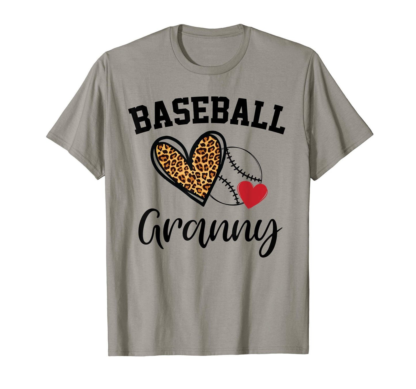 Baseball Granny Leopard Heart Funny T-Shirt - Minimalist Print Unisex - T-Shirt, Sweatshirt, Hoodie