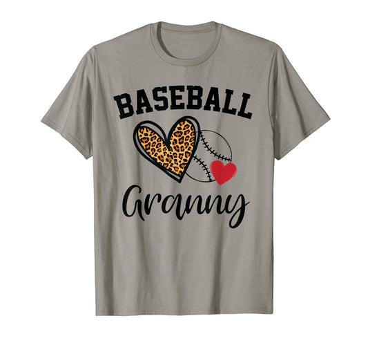 Baseball Granny Leopard Heart Funny T-Shirt - Minimalist Print Unisex - T-Shirt, Sweatshirt, Hoodie