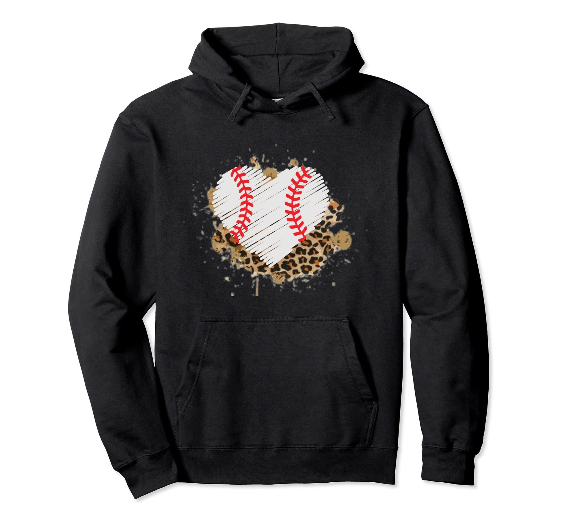 Baseball Heart Leopard Tball Heart Hoodie - Unique Graphic Men Women - T-Shirt, Sweatshirt, Hoodie