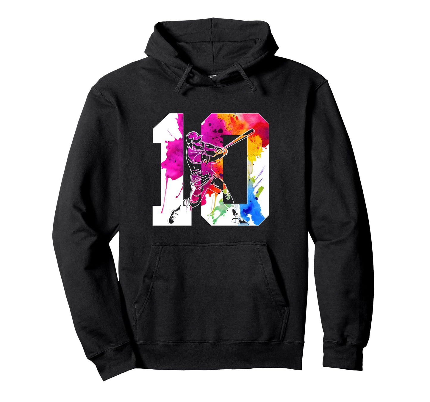 Number 10 Years Baseball 10Th Hoodie - Aesthetic Graphic for Adults - T-Shirt, Sweatshirt, Hoodie