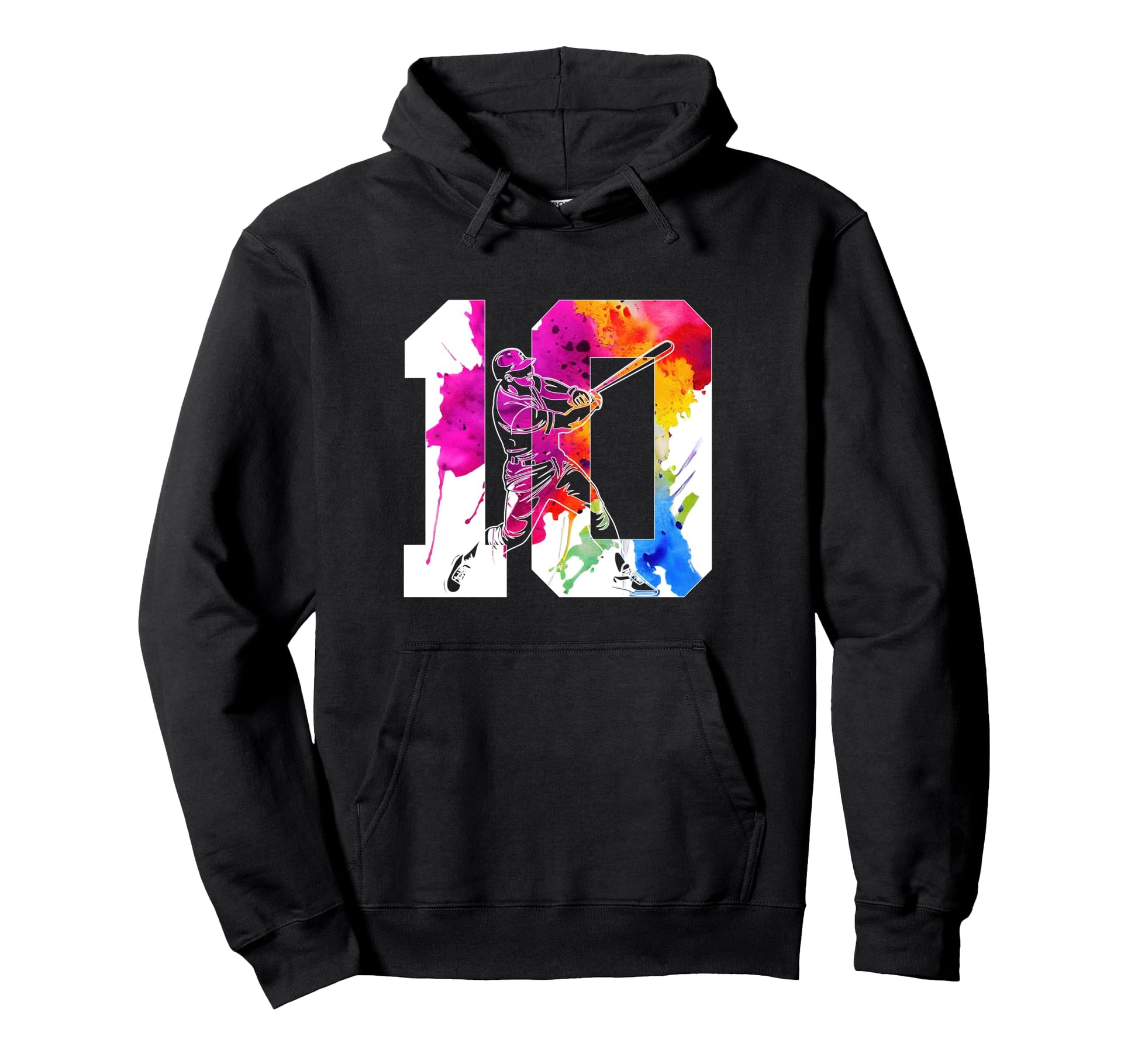 Number 10 Years Baseball 10Th Hoodie - Aesthetic Graphic for Adults - T-Shirt, Sweatshirt, Hoodie
