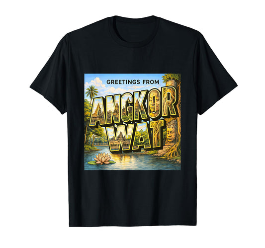Angkor Wat Cambodia Travel Postcard T-Shirt - Aesthetic Graphic for Adults - T-Shirt, Sweatshirt, Hoodie