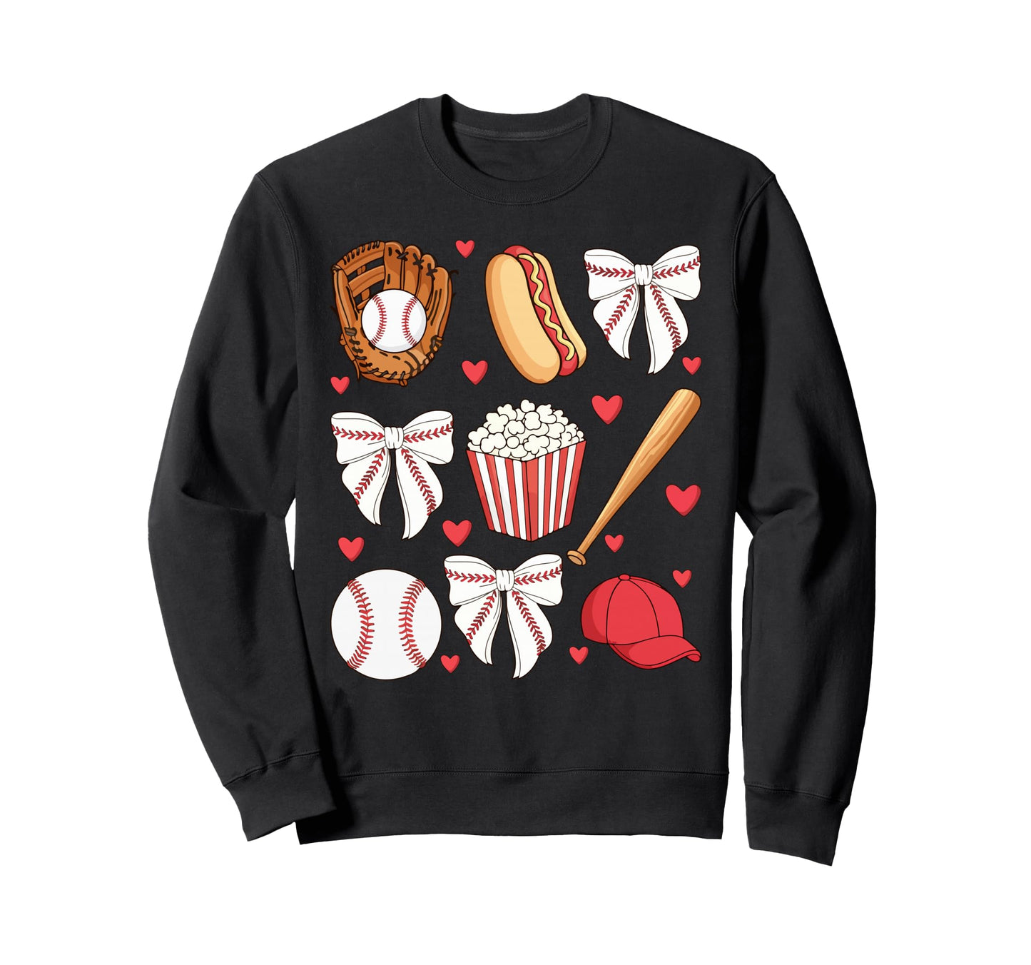 Baseball Bow Baseball Mom Mama Sweatshirt - Minimalist Print Unisex - T-Shirt, Sweatshirt, Hoodie