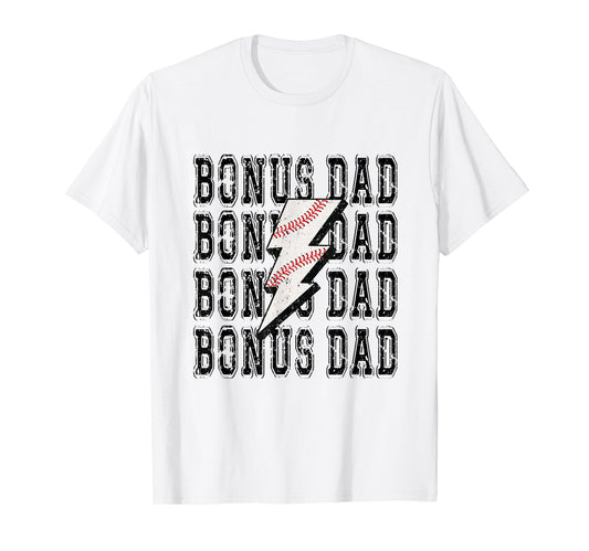 Baseball Bonus Dad Lightning Bolt T-Shirt - Unique Graphic Men Women - T-Shirt, Sweatshirt, Hoodie