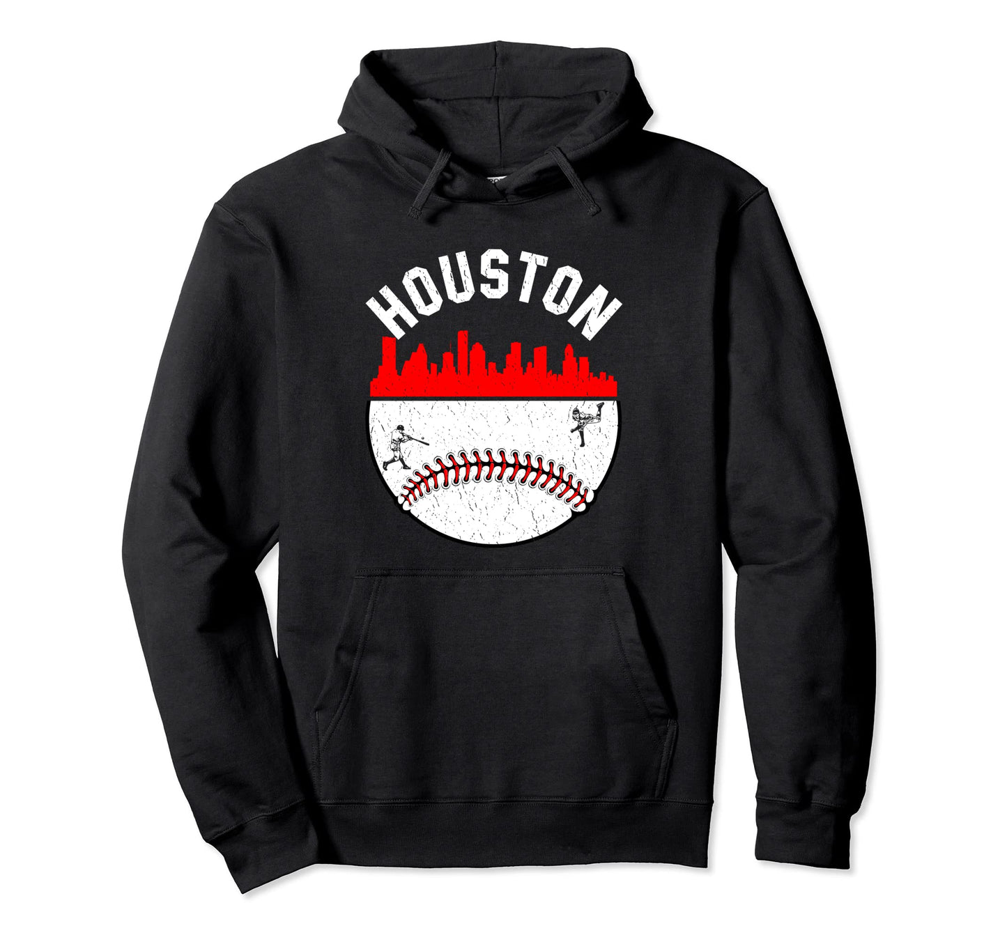 Houston Cityscape Baseball Distressed Mom Hoodie - Graphic Print Men Women - T-Shirt, Sweatshirt, Hoodie