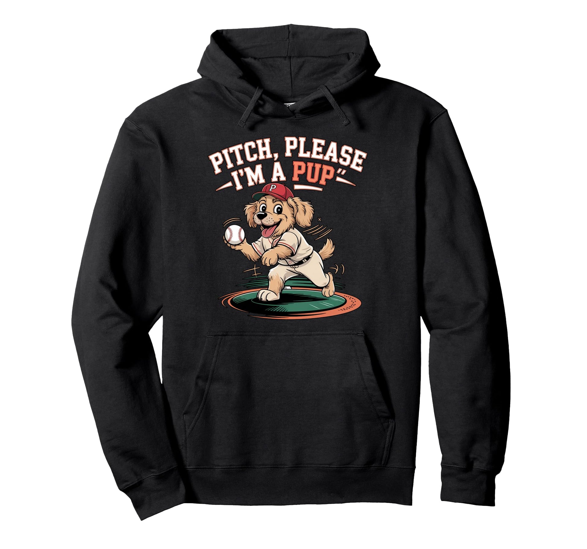 Pitch Please Im Pup Funny Baseball Hoodie - Aesthetic Graphic for Adults - T-Shirt, Sweatshirt, Hoodie