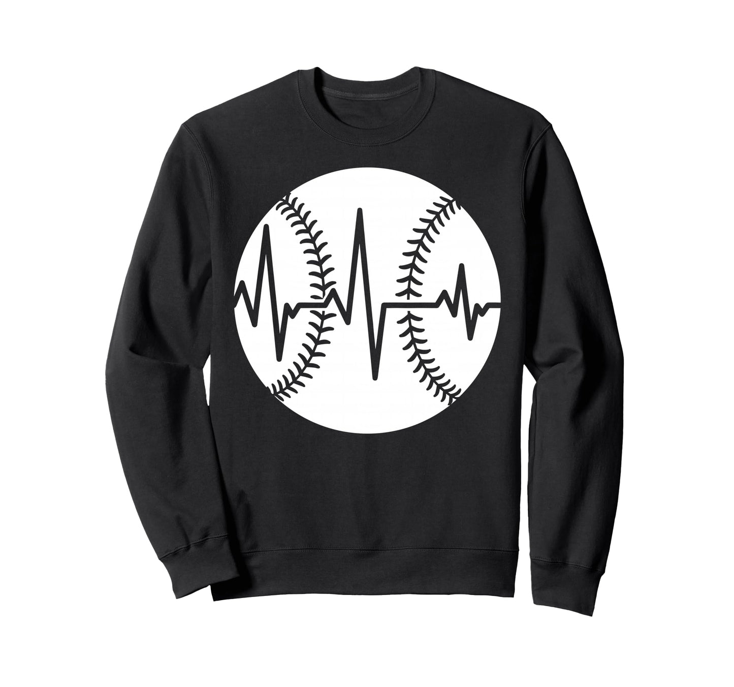Distressed Baseball Heartbeat Sweatshirt - Custom Art Print Men Women - T-Shirt, Sweatshirt, Hoodie
