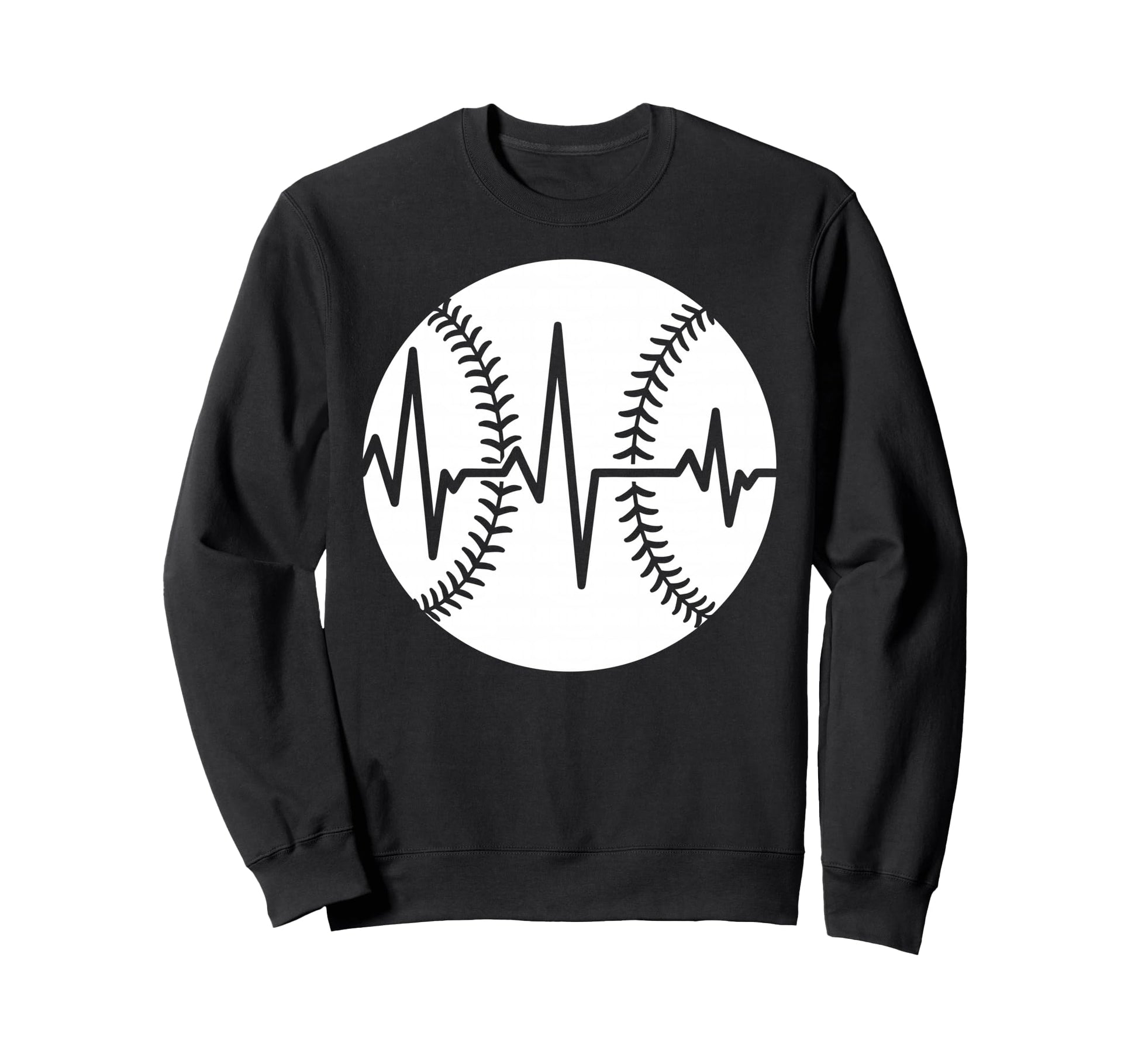 Distressed Baseball Heartbeat Sweatshirt - Custom Art Print Men Women - T-Shirt, Sweatshirt, Hoodie
