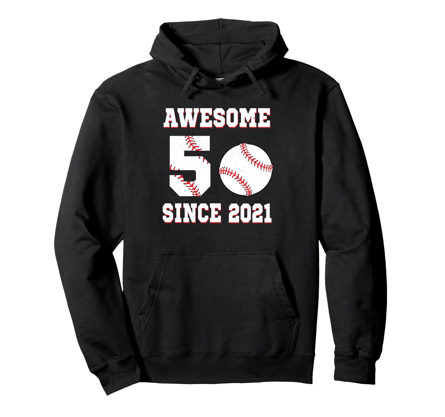 5 Years Old Birthday Baseball Awesome Hoodie - Aesthetic Graphic Unisex - T-Shirt, Sweatshirt, Hoodie