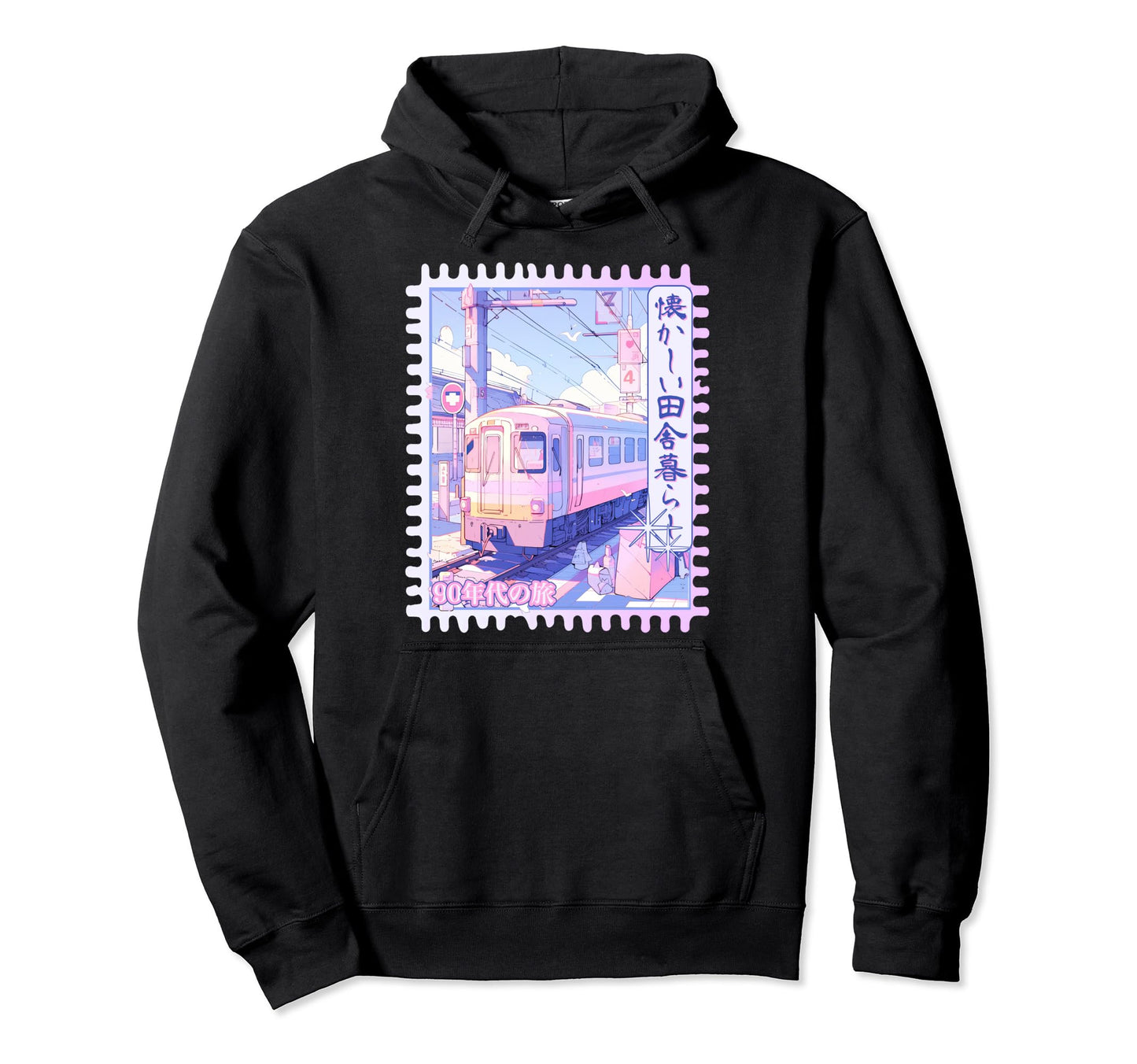Kawaii Pastel Anime Train Japanese Hoodie - Aesthetic Graphic Men Women - T-Shirt, Sweatshirt, Hoodie