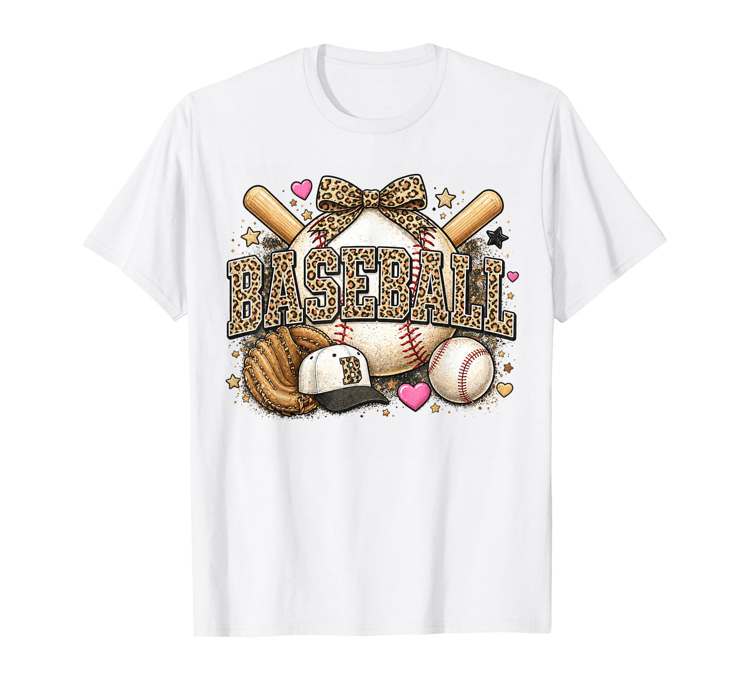 Baseball Leopard Coquette Bow Baseball T-Shirt - Graphic Print for Adults - T-Shirt, Sweatshirt, Hoodie