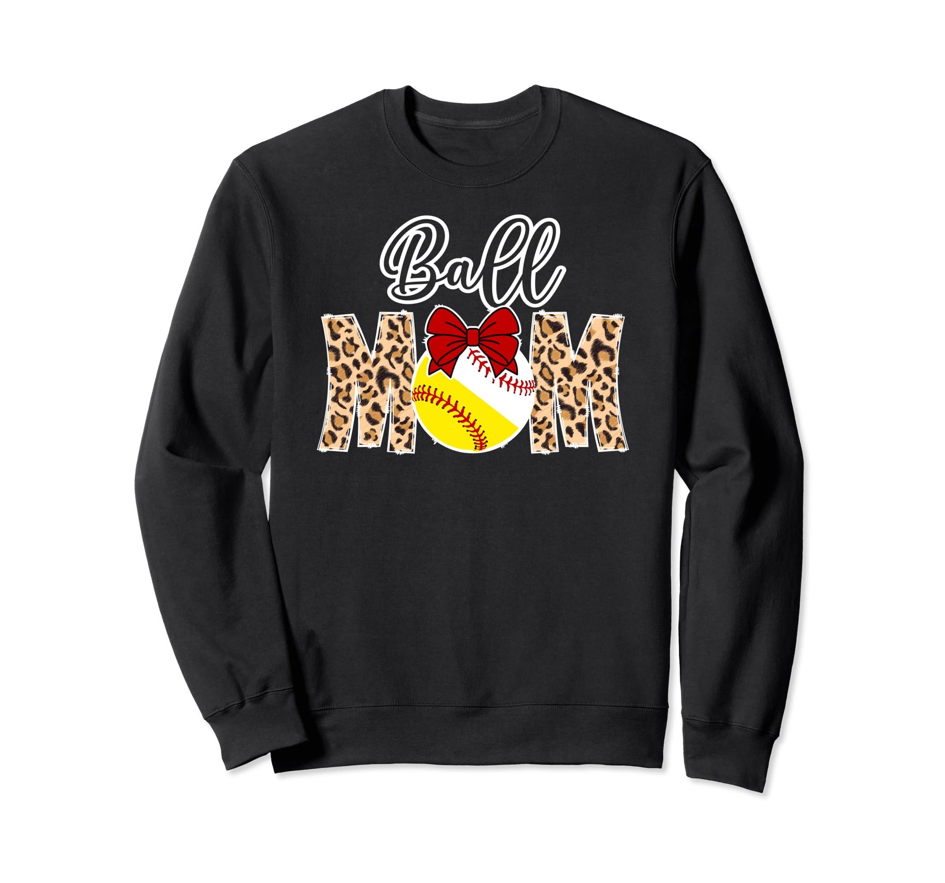 Ball Mom Leopard Softball Baseball Sweatshirt - Streetwear Style Unisex - T-Shirt, Sweatshirt, Hoodie