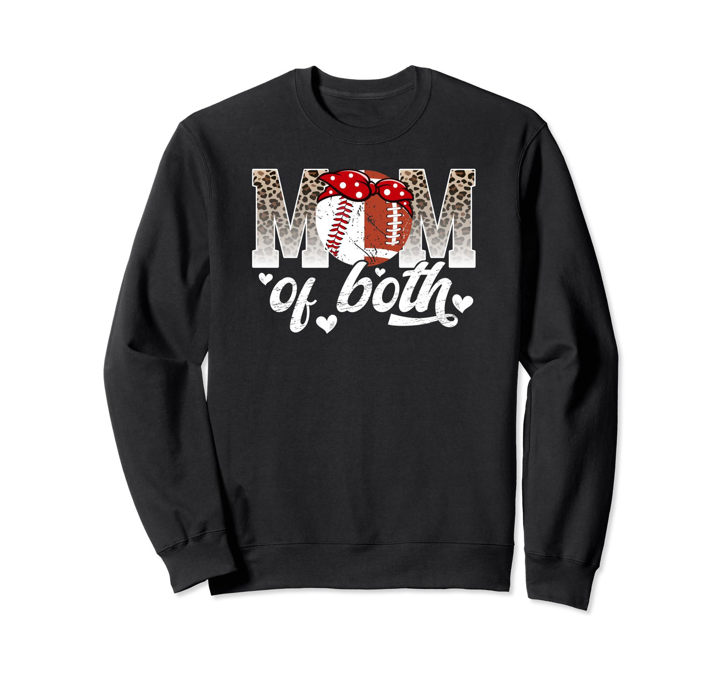 Mom Both Leopard Football Baseball Sweatshirt - Aesthetic Graphic Unisex - T-Shirt, Sweatshirt, Hoodie