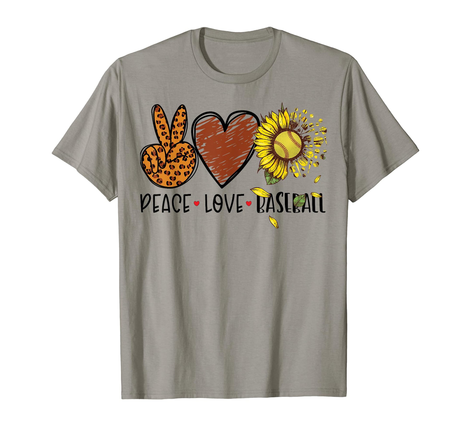 Peace Love Baseball Funny T-Shirt - Graphic Print for Adults - T-Shirt, Sweatshirt, Hoodie