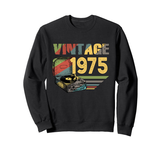 1975 Record Players Lover Vinyl Sweatshirt - Novelty Apparel for Adults - T-Shirt, Sweatshirt, Hoodie