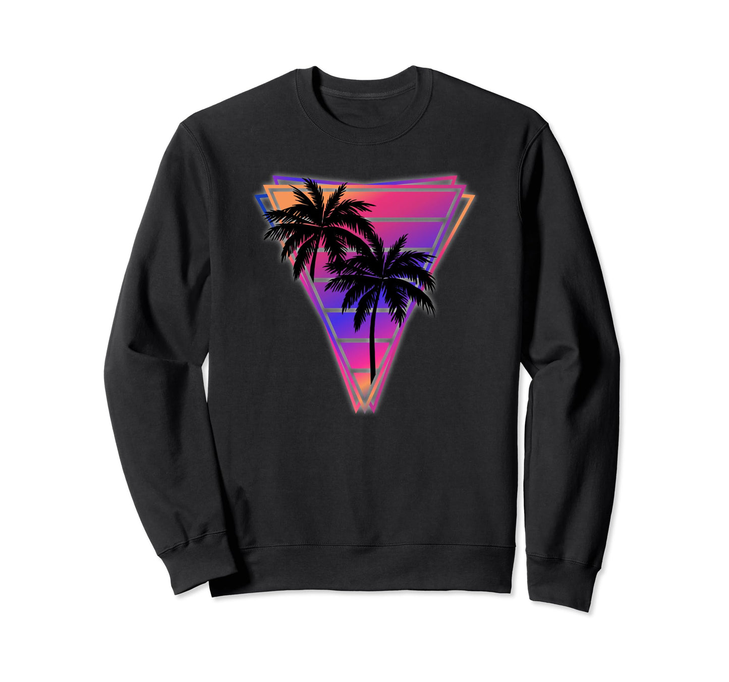 Synthwave Vaporwave Triangle Palm Sweatshirt - Streetwear Style Men Women - T-Shirt, Sweatshirt, Hoodie