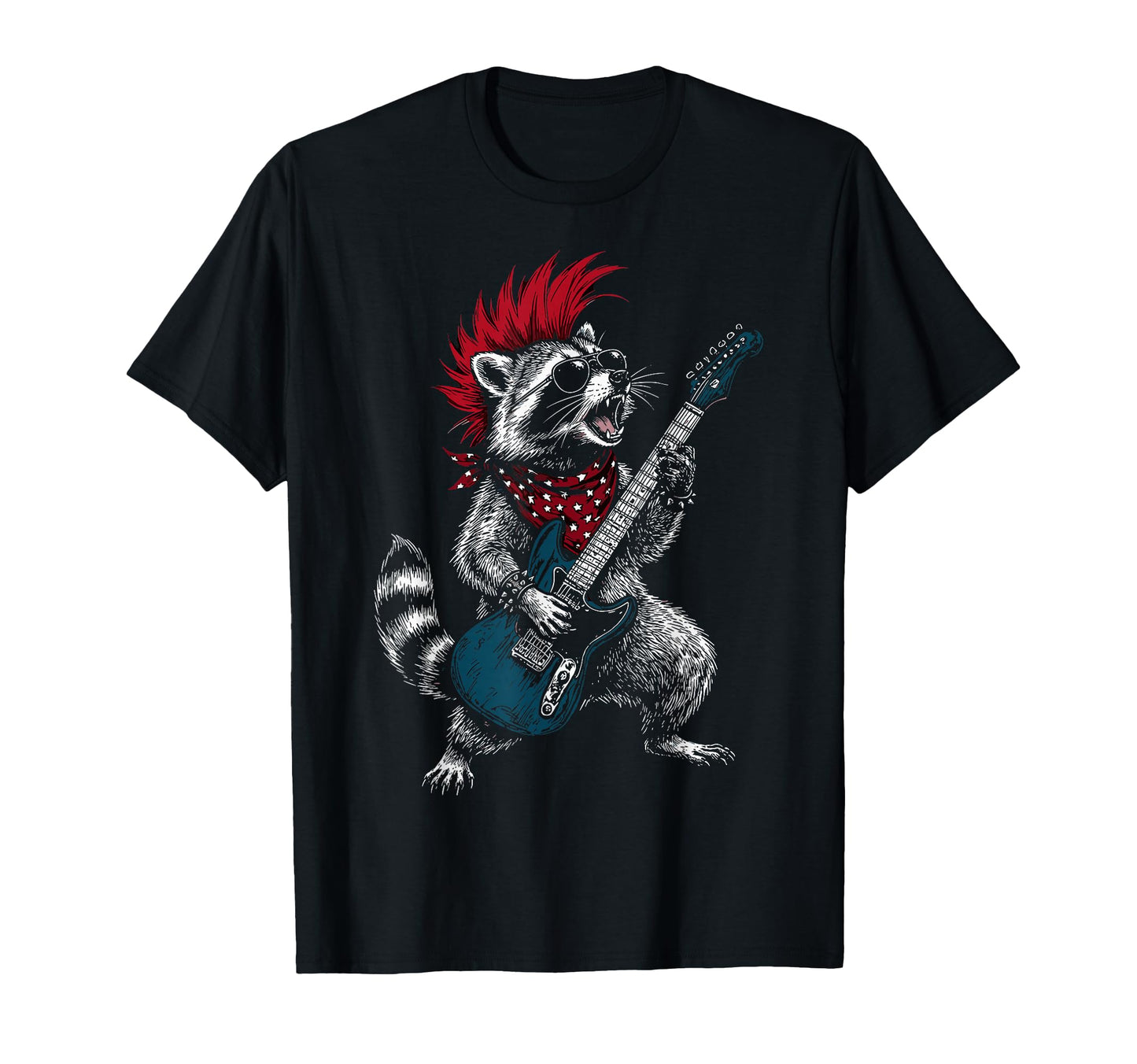 Funny Raccoon Playing Guitar Usa T-Shirt - Aesthetic Graphic Unisex - T-Shirt, Sweatshirt, Hoodie