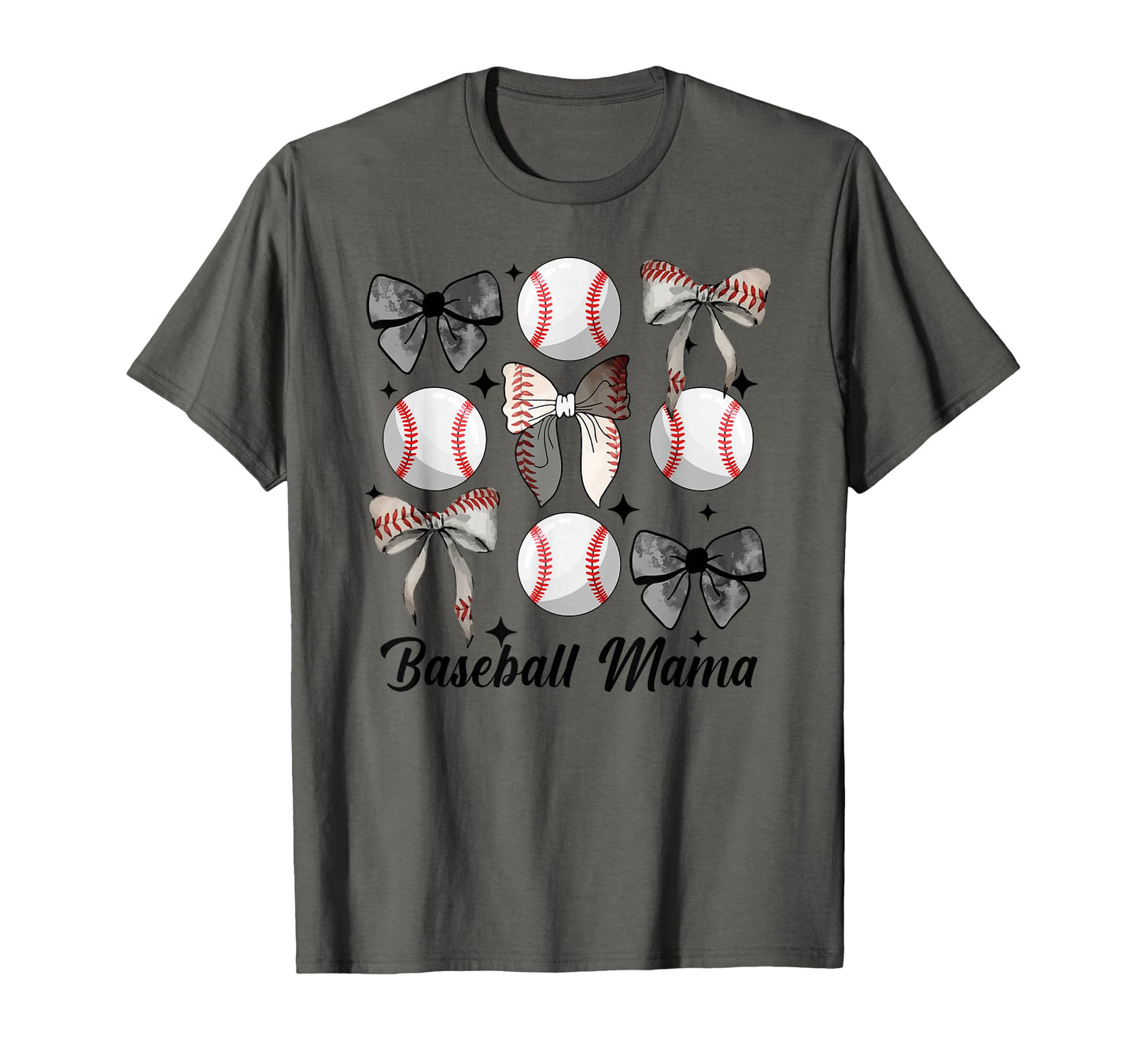 Baseball Mama Coquette Bow Baseball T-Shirt - Fun Novelty Design Men Women - T-Shirt, Sweatshirt, Hoodie