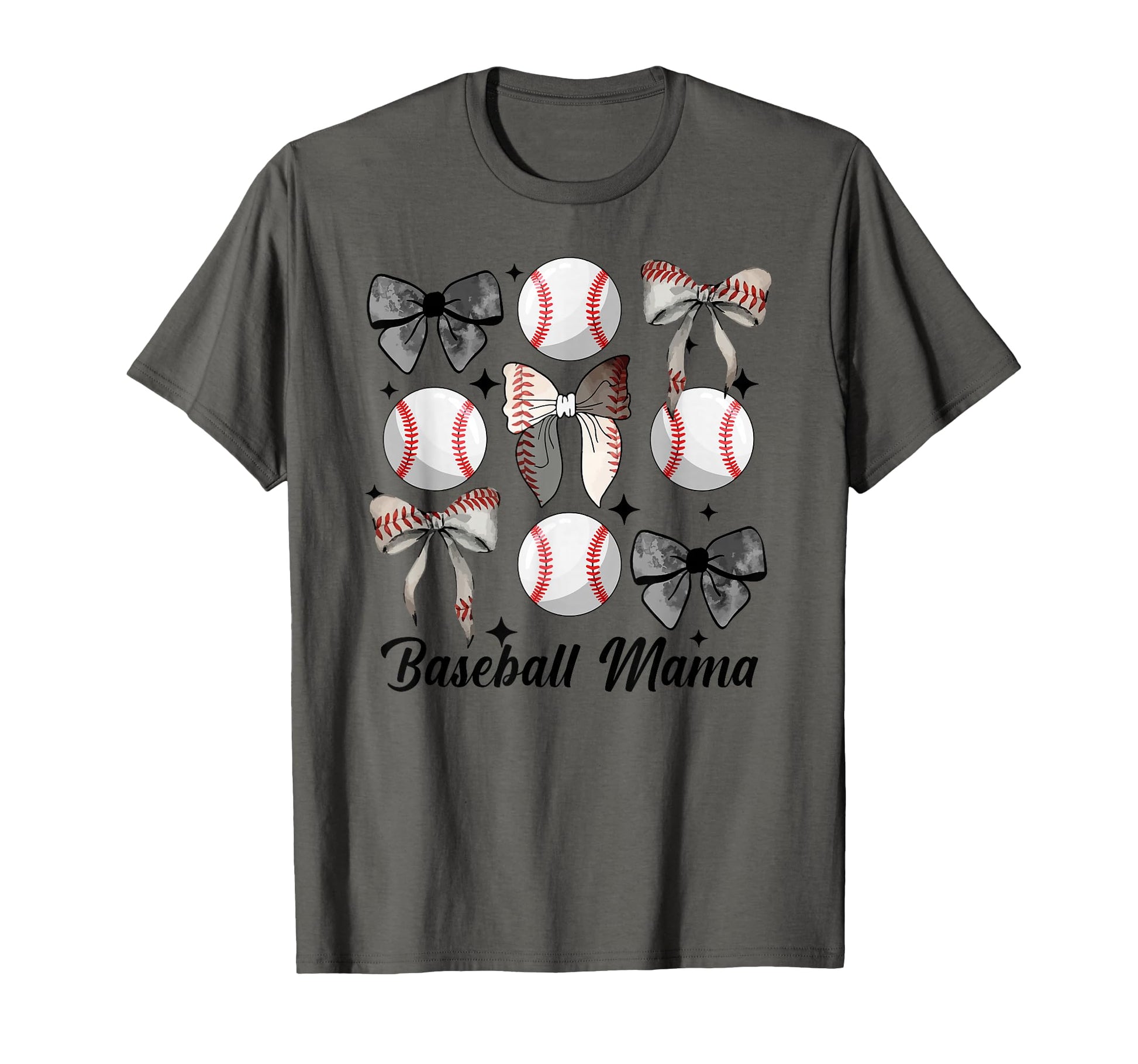 Baseball Mama Coquette Bow Baseball T-Shirt - Fun Novelty Design Men Women - T-Shirt, Sweatshirt, Hoodie