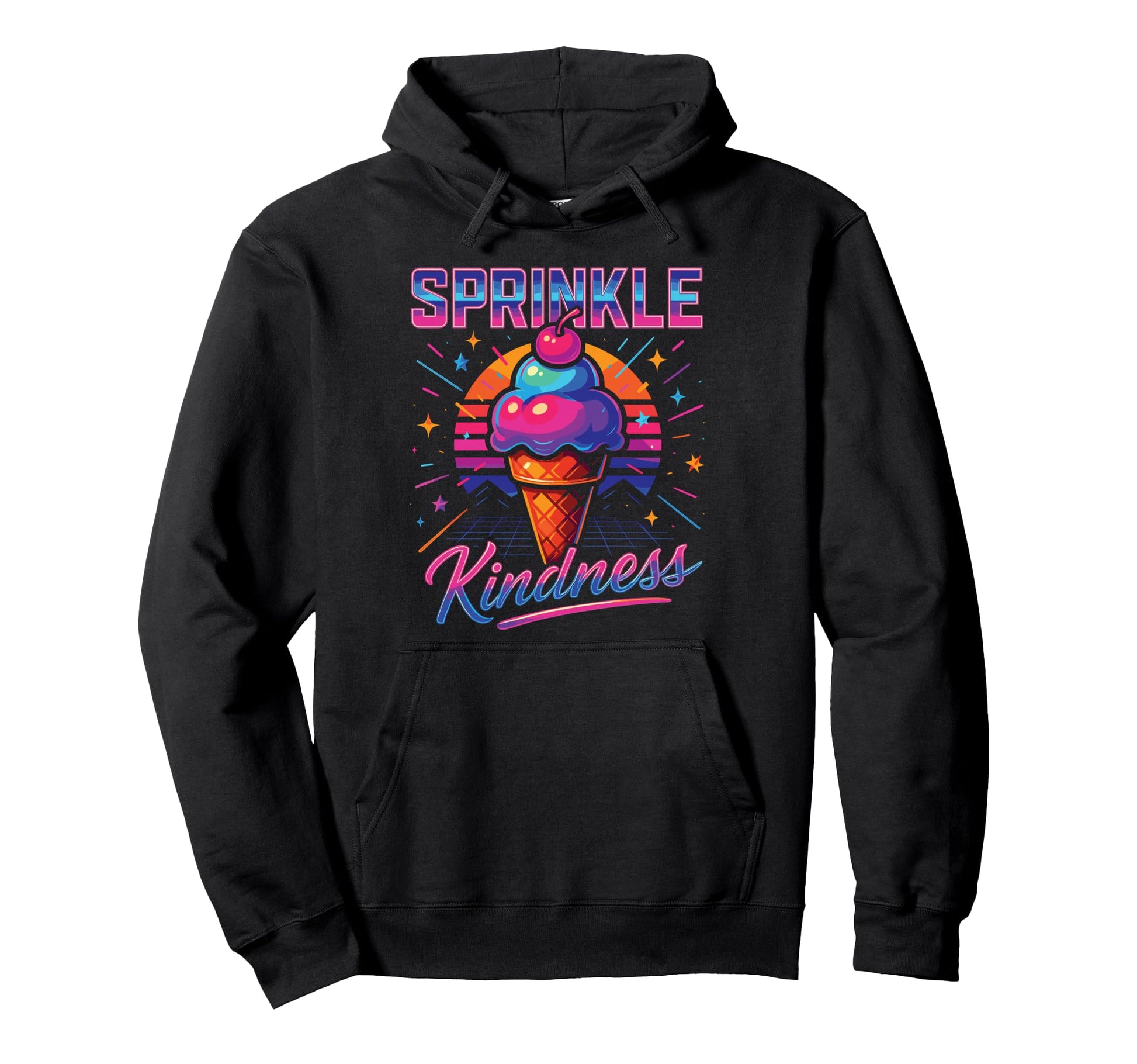 Sprinkle Kindness 80S Ice Cream Vaporwave Hoodie - Graphic Print Unisex - T-Shirt, Sweatshirt, Hoodie
