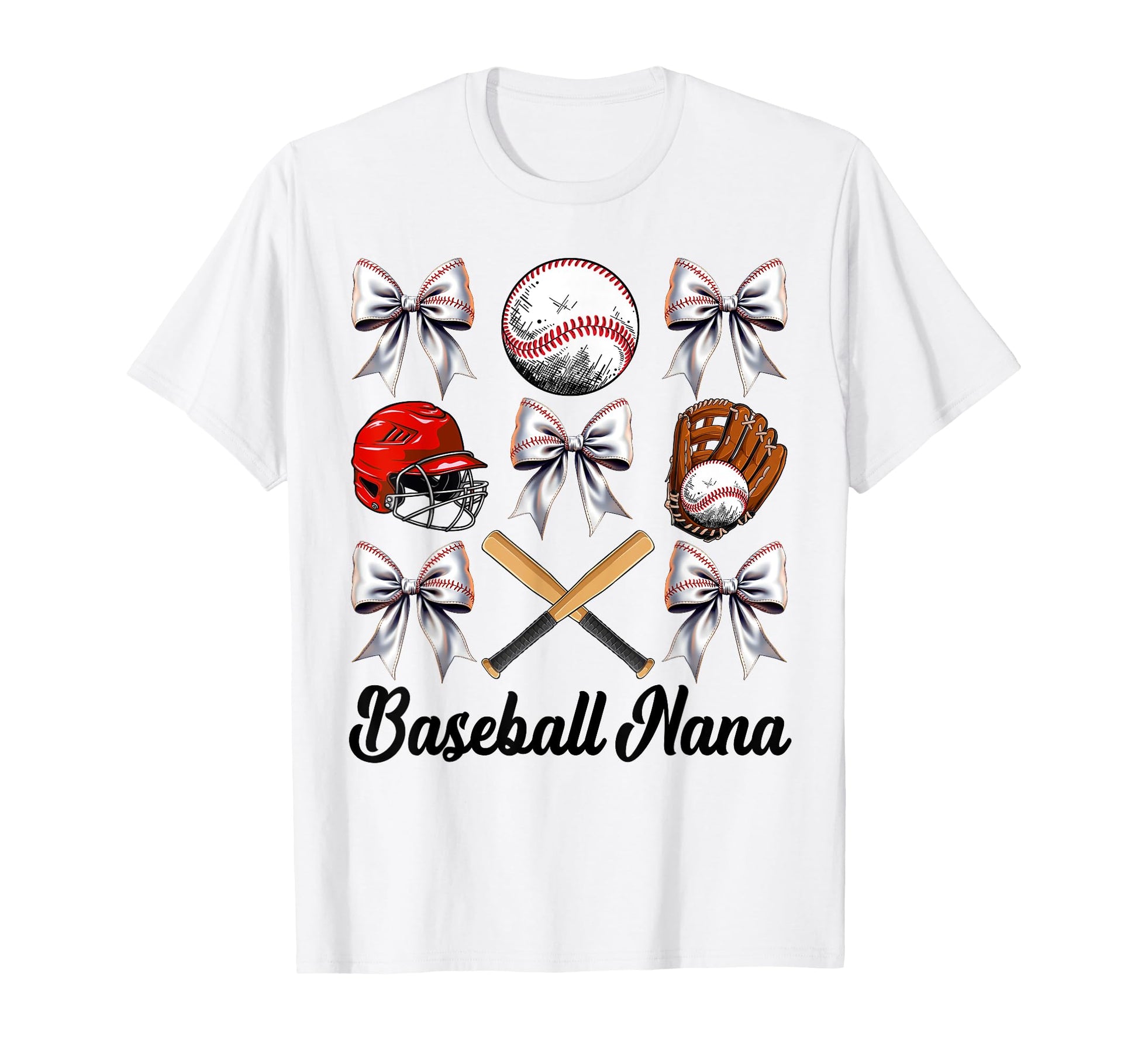 Baseball Nana Bow Baseball Mom T-Shirt - Minimalist Print Men Women - T-Shirt, Sweatshirt, Hoodie