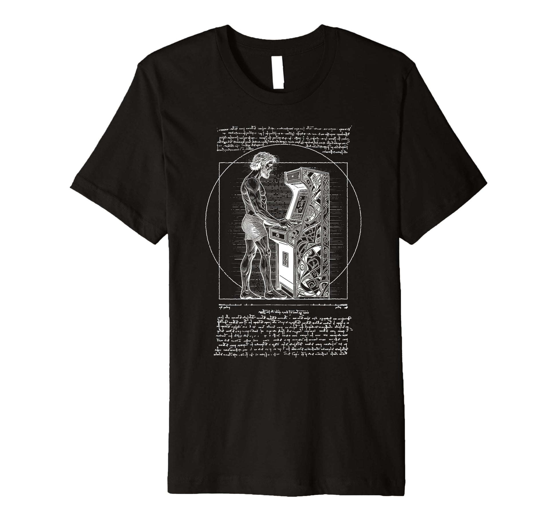 Arcade Gamer Vitruvian Leonardo Da T-Shirt - Custom Art Print for Adults - T-Shirt, Sweatshirt, Hoodie