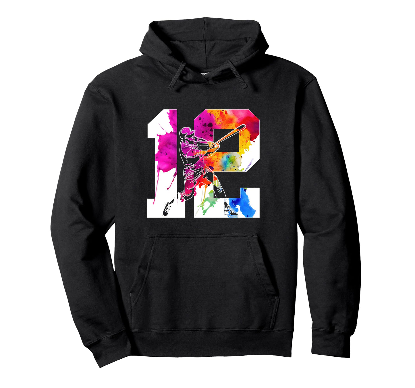 Number 12 Years Baseball 12Th Birthday Hoodie - Custom Art Print for Adults - T-Shirt, Sweatshirt, Hoodie