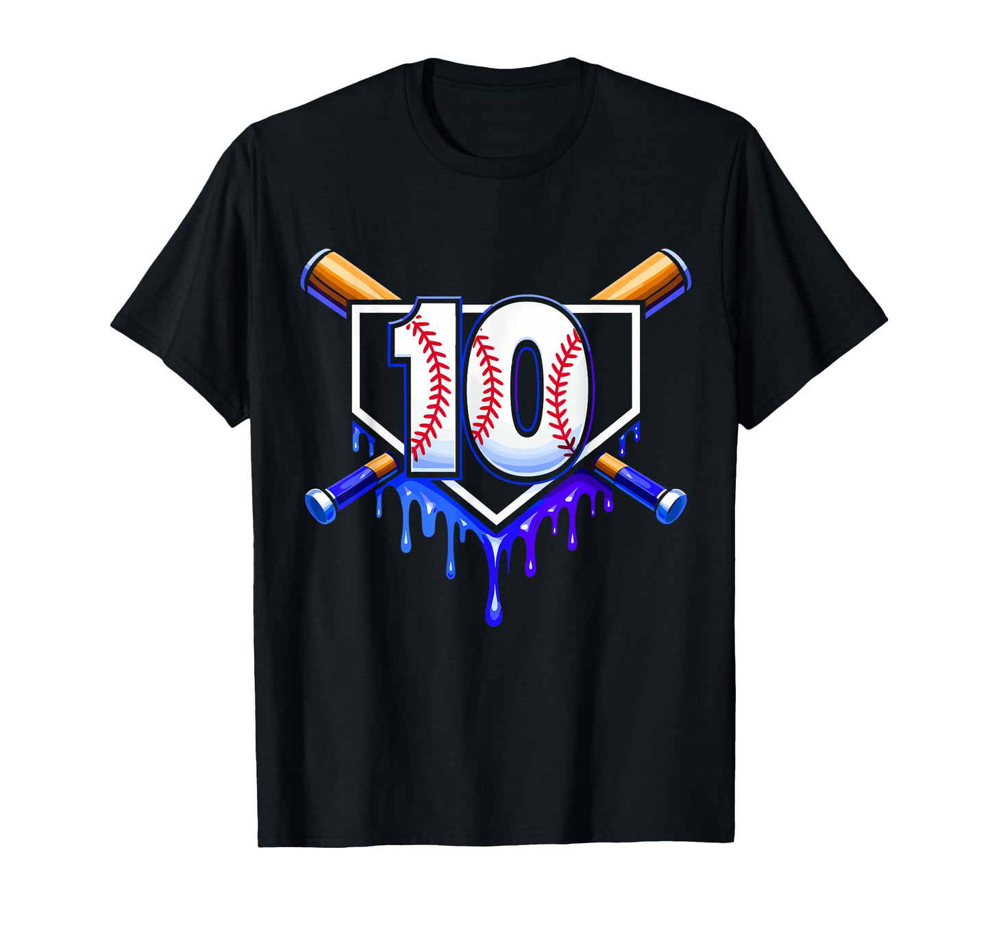 10Th Birthday Baseball 10 Years Ice Cream T-Shirt - Unique Graphic Unisex - T-Shirt, Sweatshirt, Hoodie