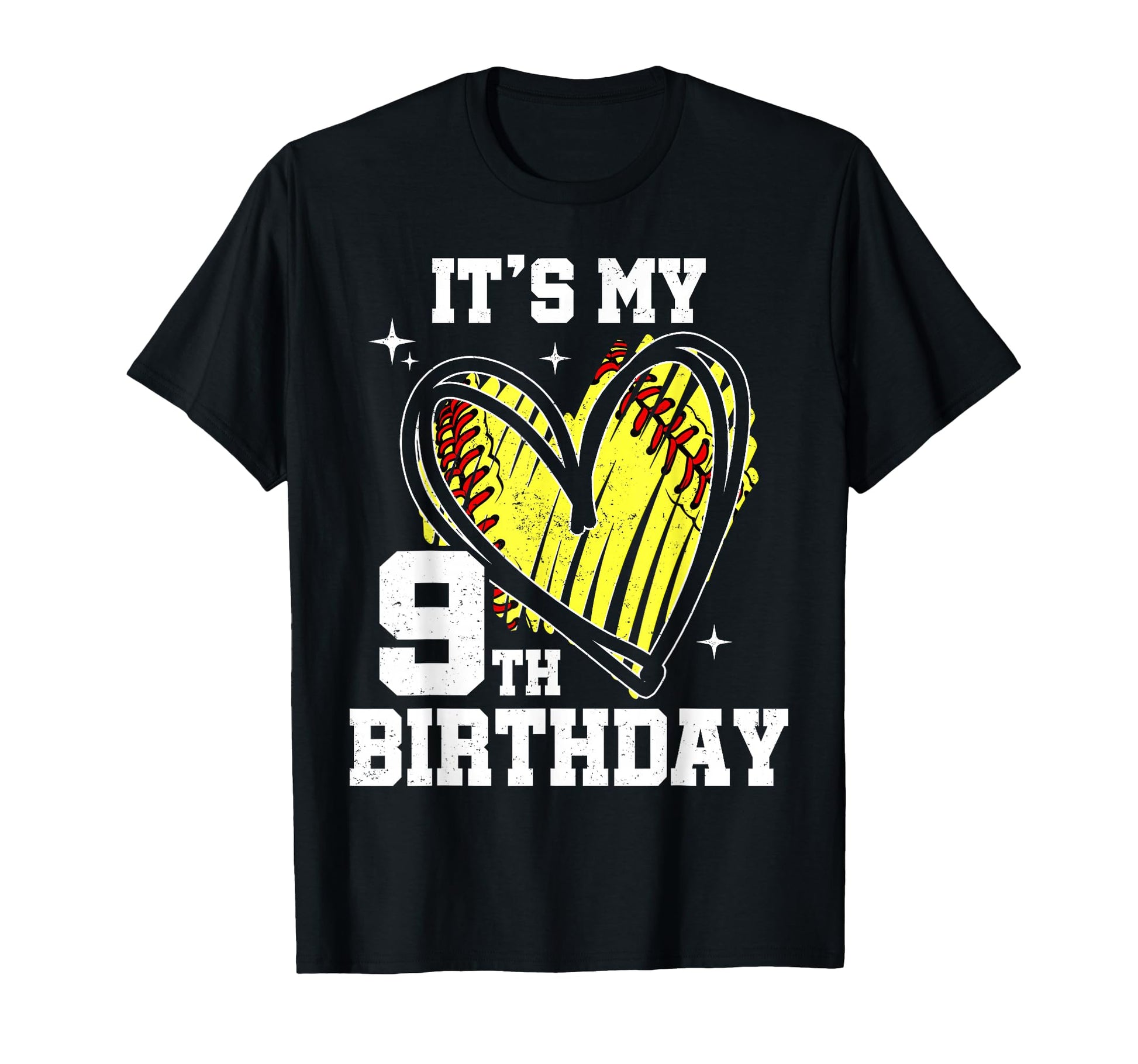 Its My 9Th Birthday Softball Heart 9 T-Shirt - Trendy Graphic Men Women - T-Shirt, Sweatshirt, Hoodie