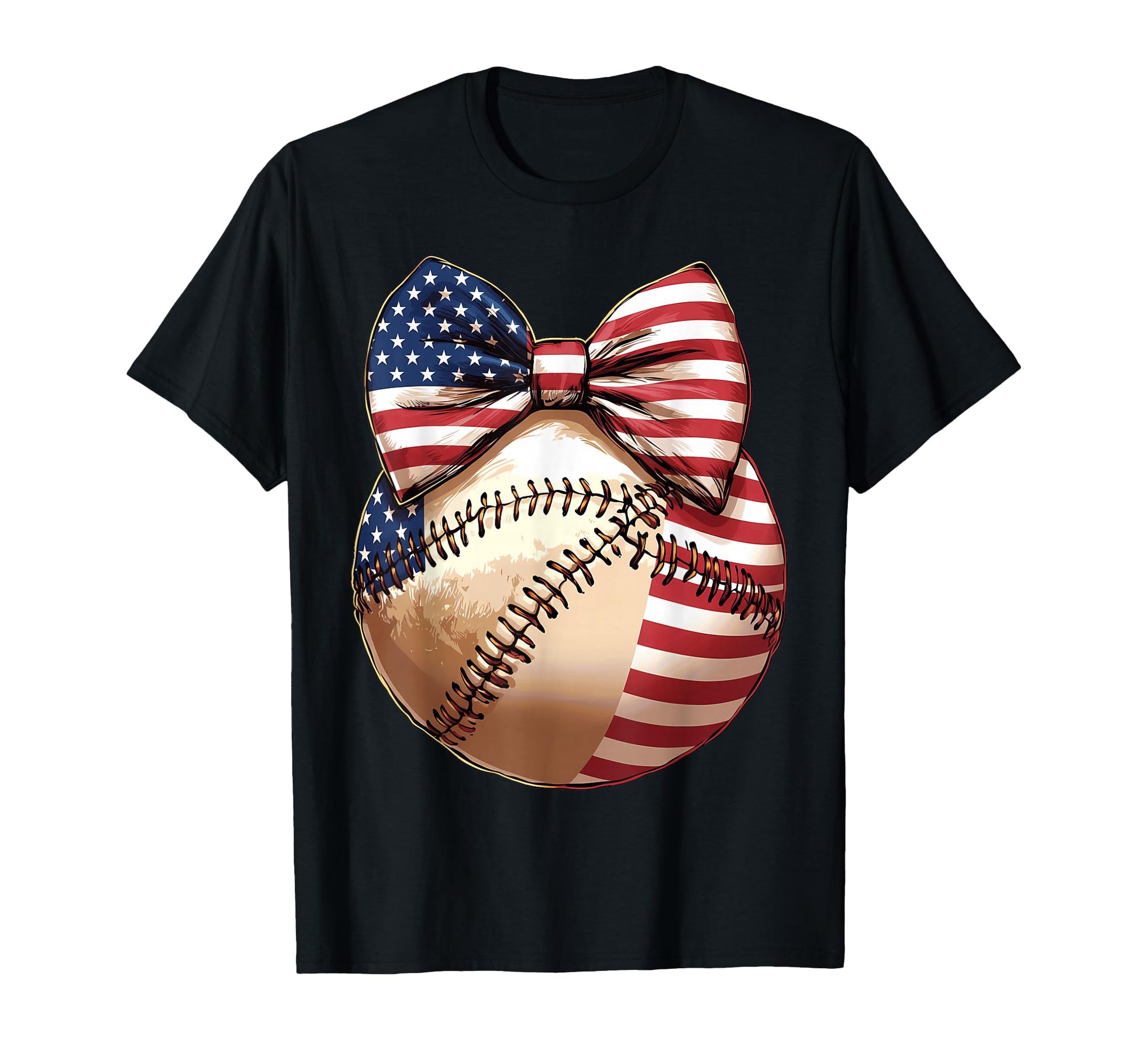 American Flag Baseball Bow Usa Flag T-Shirt - Fun Novelty Design Men Women - T-Shirt, Sweatshirt, Hoodie